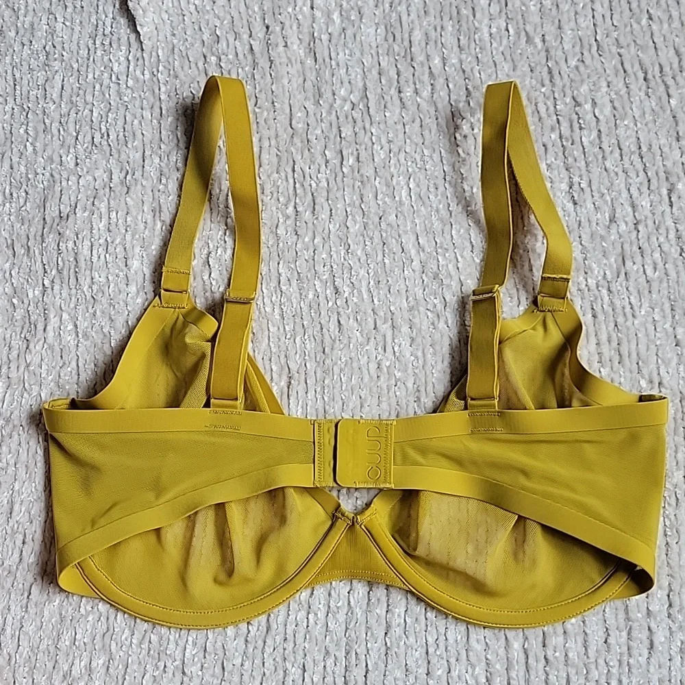 💗  CUUP The Plunge Mesh Underwire UW Bra Yellow Sun 34F 34DDD New - Picture 4 of 10